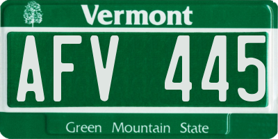 VT license plate AFV445