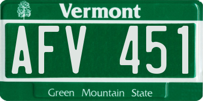 VT license plate AFV451
