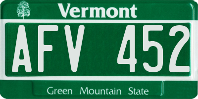 VT license plate AFV452