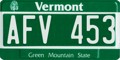 VT license plate AFV453