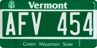 VT license plate AFV454
