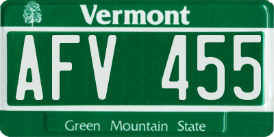 VT license plate AFV455
