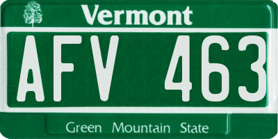 VT license plate AFV463