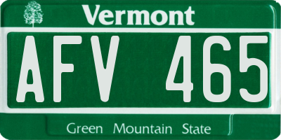 VT license plate AFV465