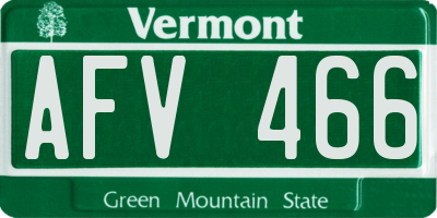 VT license plate AFV466