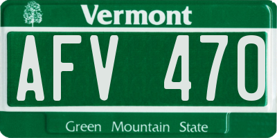 VT license plate AFV470