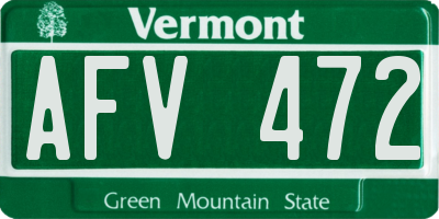 VT license plate AFV472