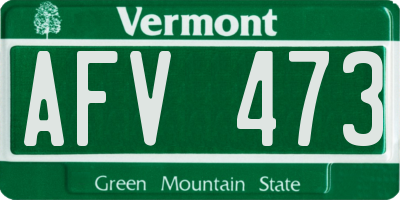 VT license plate AFV473