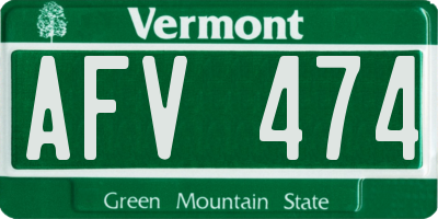 VT license plate AFV474