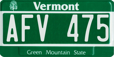 VT license plate AFV475