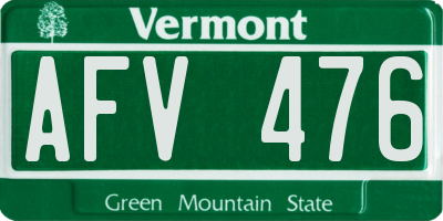 VT license plate AFV476