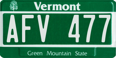 VT license plate AFV477