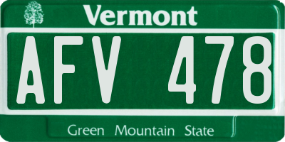 VT license plate AFV478