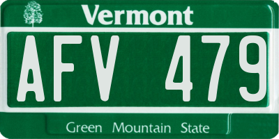 VT license plate AFV479
