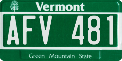 VT license plate AFV481
