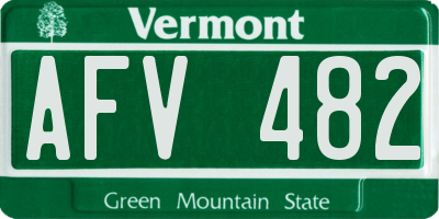 VT license plate AFV482