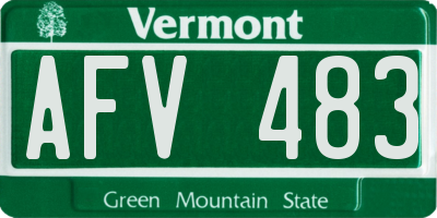 VT license plate AFV483