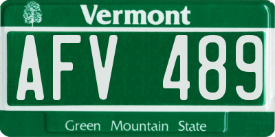 VT license plate AFV489