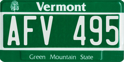 VT license plate AFV495