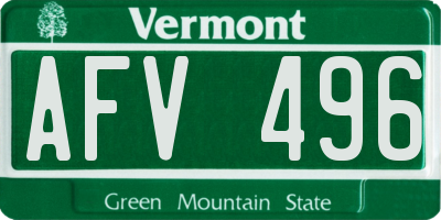 VT license plate AFV496