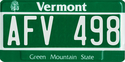 VT license plate AFV498