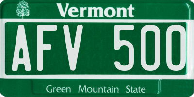 VT license plate AFV500