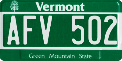 VT license plate AFV502
