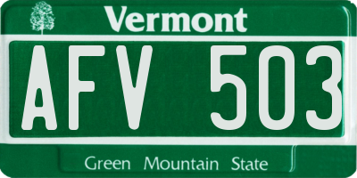 VT license plate AFV503