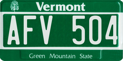 VT license plate AFV504