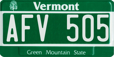 VT license plate AFV505
