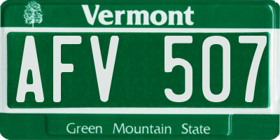 VT license plate AFV507