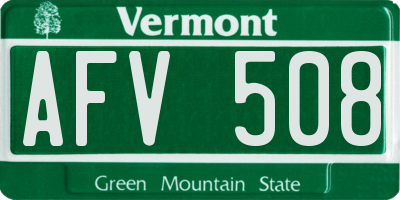 VT license plate AFV508