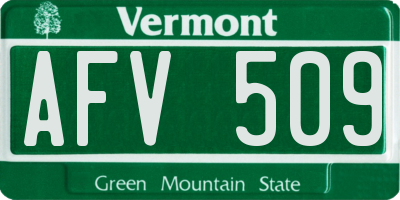 VT license plate AFV509