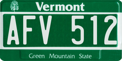 VT license plate AFV512