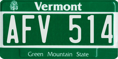 VT license plate AFV514