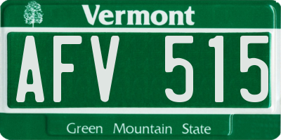 VT license plate AFV515
