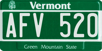 VT license plate AFV520