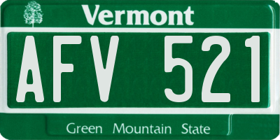 VT license plate AFV521