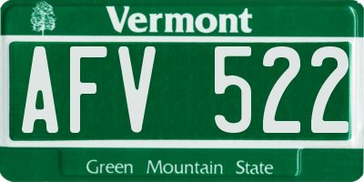 VT license plate AFV522