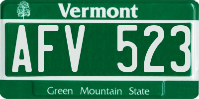 VT license plate AFV523