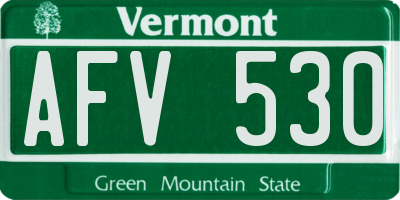 VT license plate AFV530