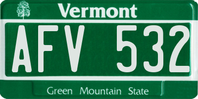 VT license plate AFV532