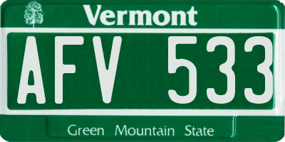 VT license plate AFV533