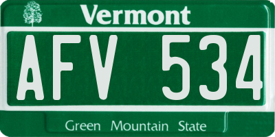 VT license plate AFV534