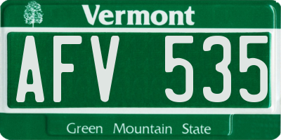VT license plate AFV535