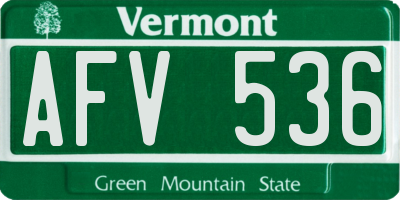 VT license plate AFV536