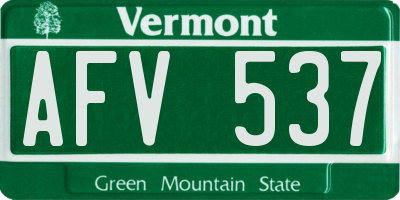 VT license plate AFV537