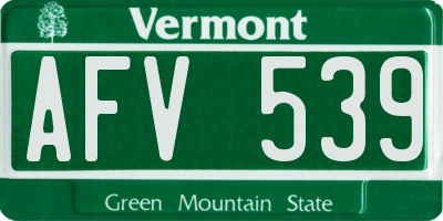VT license plate AFV539
