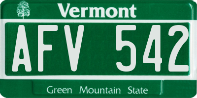 VT license plate AFV542