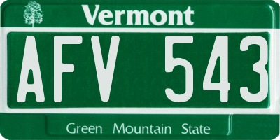 VT license plate AFV543